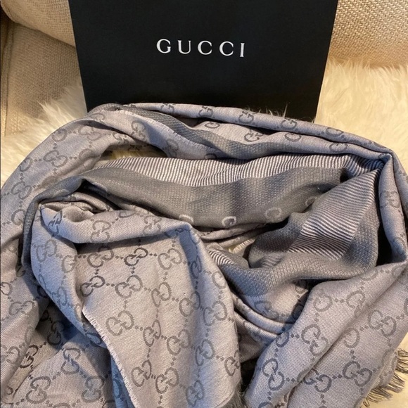 Gucci Accessories - Gucci gg lame scarf silver grey